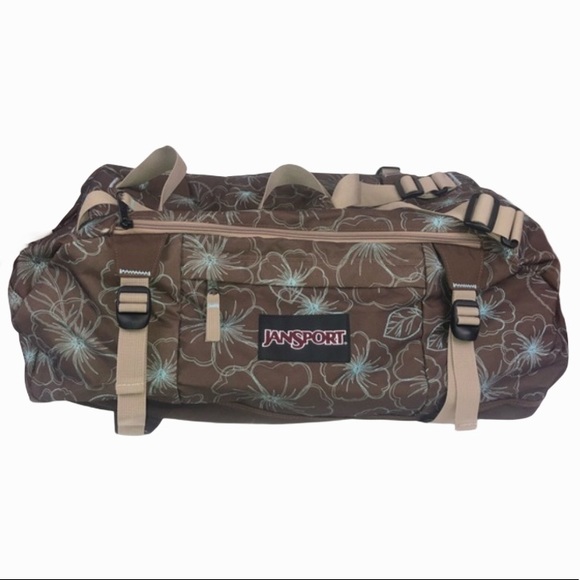 Jansport Handbags - NWOT Jansport Brown Floral Large Duffle Bag Tote